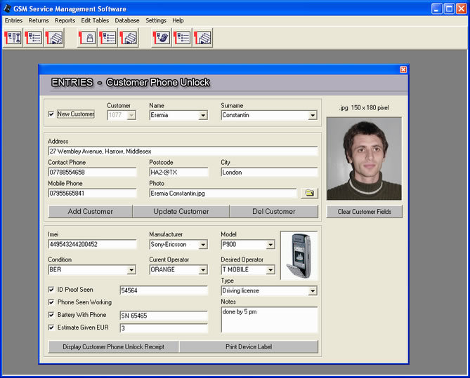 CodecSoft GSM Service Management Screenshot